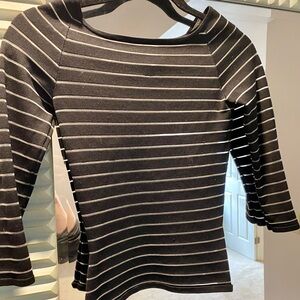 Cache Black Fitted Long Sleeve Top with Ribbed Style